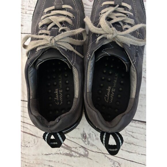 Clark Wave Walk Waterproof Gray Leather Active Wear Stylish Casual Shoes Size 8M - Picture 7 of 9
